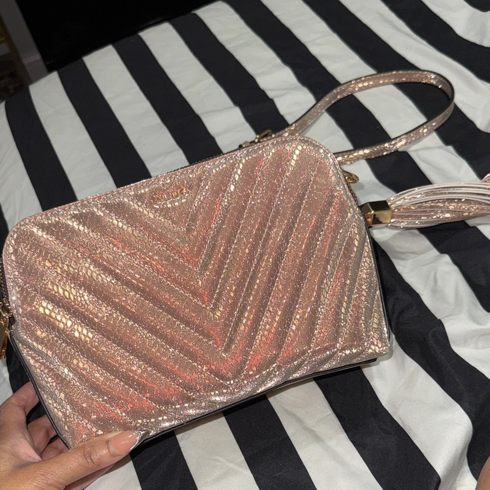 Aldo Rose Gold Quilted Crossbody Bag